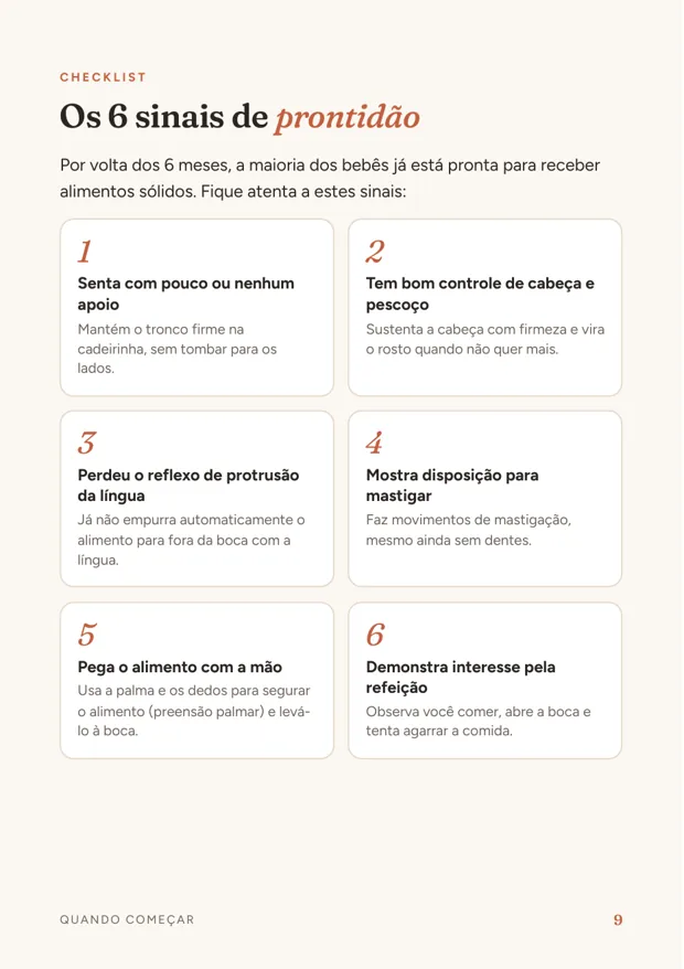 Página: os 6 sinais de prontidão